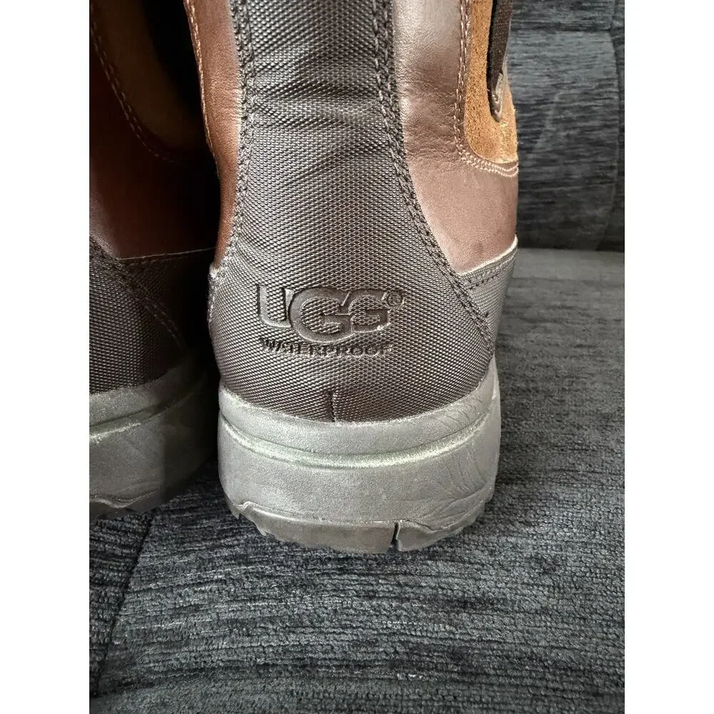 UGG Australia Nigell WATERPROOF Brown Leather Pull On Ankle Boots Shoes 13